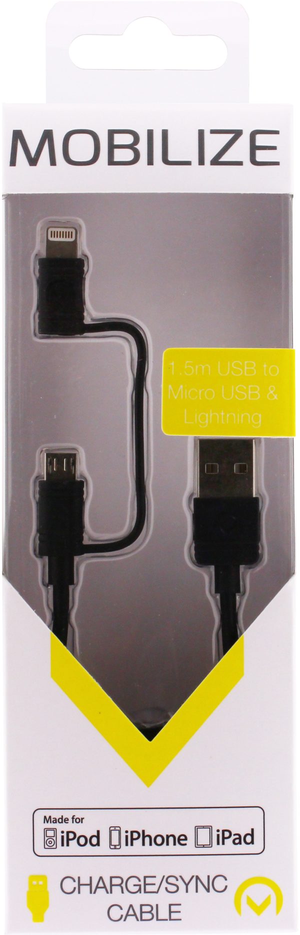 Mobilize 2In1 Cable Usb To Apple Mfi Lightning Or Micro Usb 1.5M. Black - Afbeelding 5