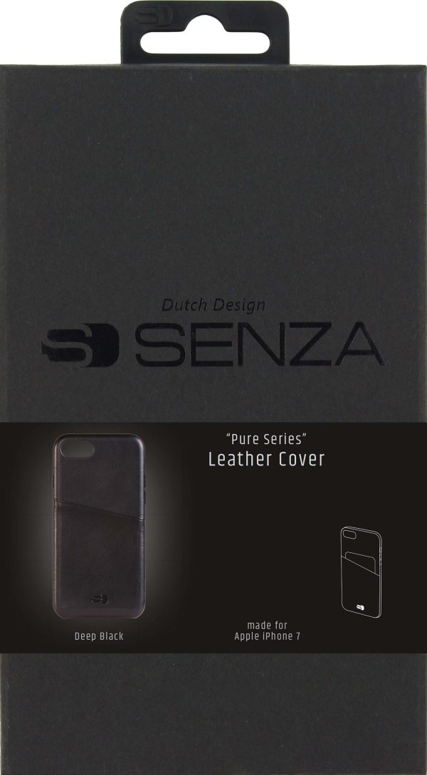 Senza Pure Leather Cover With Card Slot Apple Iphone 7/8/Se (2020/2022) Deep Black - Afbeelding 3