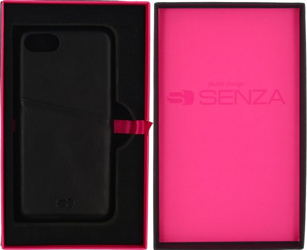 Senza Pure Leather Cover With Card Slot Apple Iphone 7/8/Se (2020/2022) Deep Black - Afbeelding 4