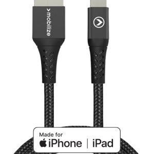 Mobilize Strong Nylon Cable Usb To Apple Mfi Lightning 2M. 12W Black