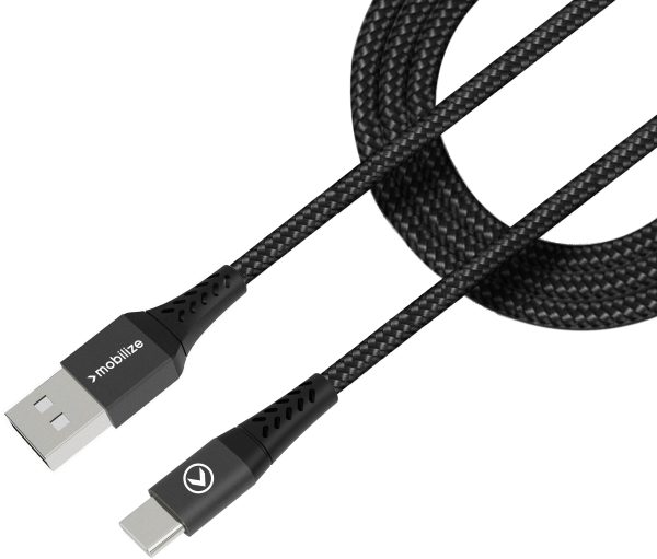 Mobilize Strong Nylon Cable Usb To Usb-C 2M. 15W Black - Afbeelding 2
