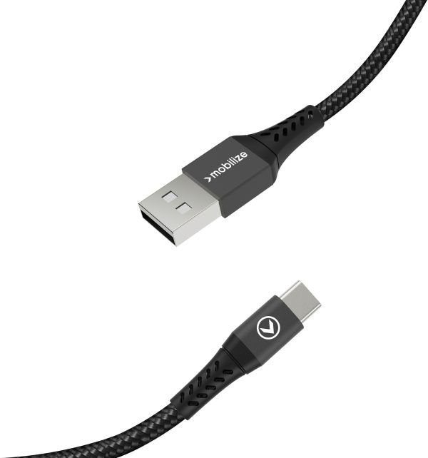 Mobilize Strong Nylon Cable Usb To Usb-C 2M. 15W Black - Afbeelding 3