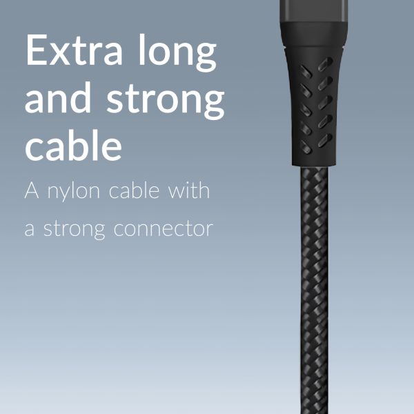 Mobilize Strong Nylon Cable Usb To Usb-C 2M. 15W Black - Afbeelding 5