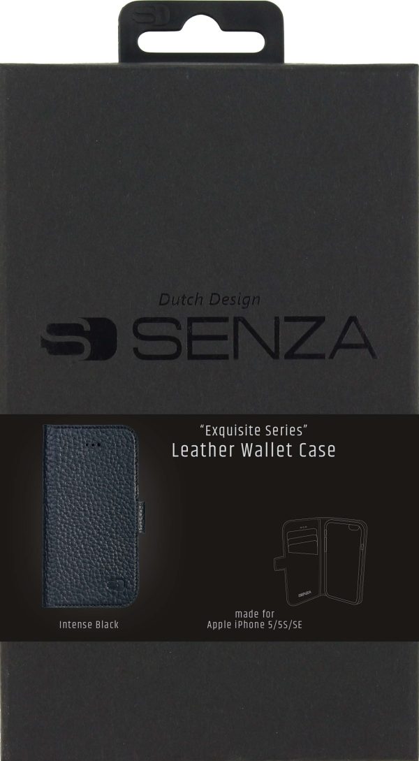 Senza Exquisite Leather Wallet Apple Iphone 5/5S/Se Intense Black - Afbeelding 3