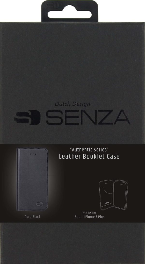 Senza Authentic Leather Booklet Apple Iphone 7 Plus/8 Plus Pure Black - Afbeelding 5