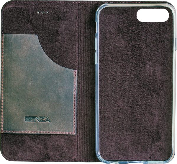 Senza Raw Leather Booklet Apple Iphone 7 Plus/8 Plus Walnut Brown - Afbeelding 3