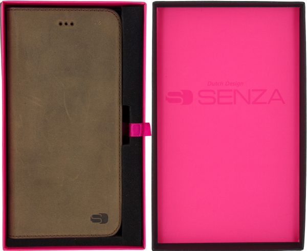 Senza Raw Leather Booklet Apple Iphone 7 Plus/8 Plus Walnut Brown - Afbeelding 4