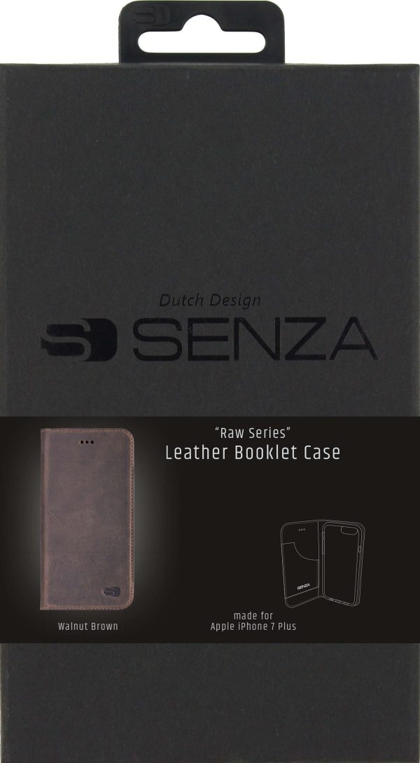 Senza Raw Leather Booklet Apple Iphone 7 Plus/8 Plus Walnut Brown - Afbeelding 5