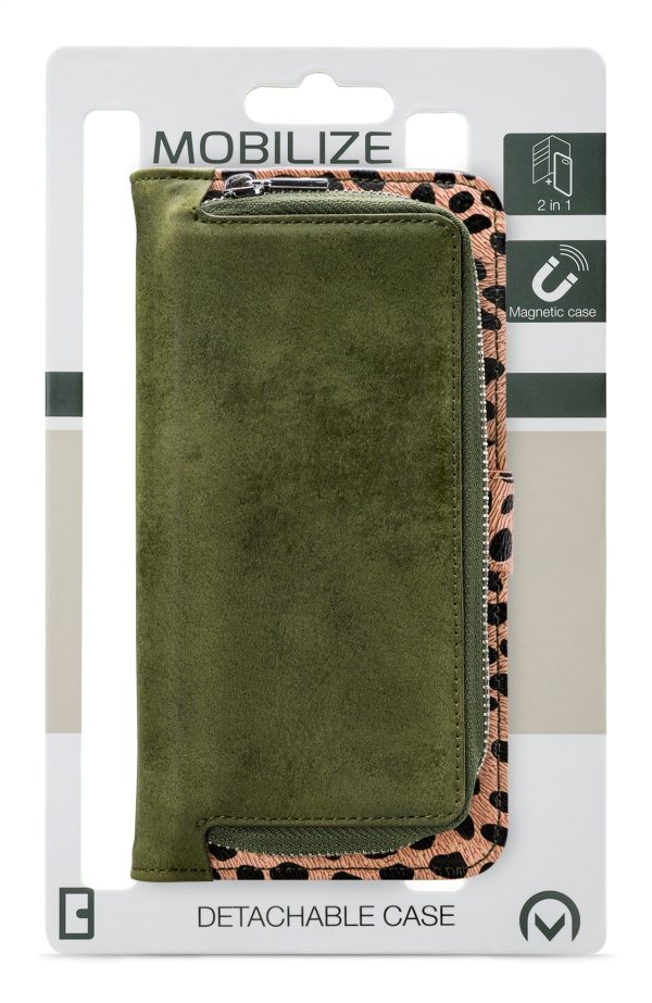 Mobilize 2In1 Magnet Zipper Case Apple Iphone 12 Pro Max Olive/Leopard - Afbeelding 8