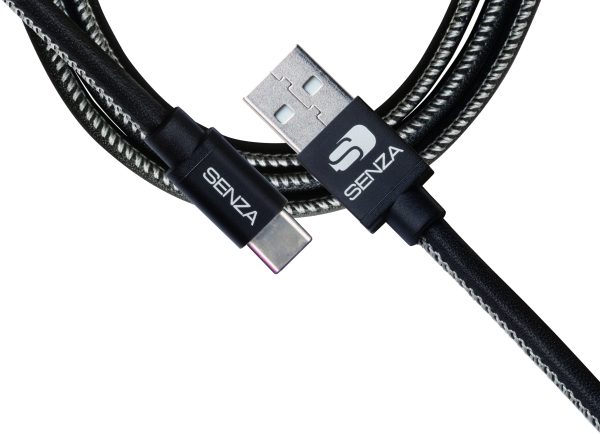 Senza Premium Leather Charge/Sync Cable Usb-C 1.5M. 15W Black - Afbeelding 3