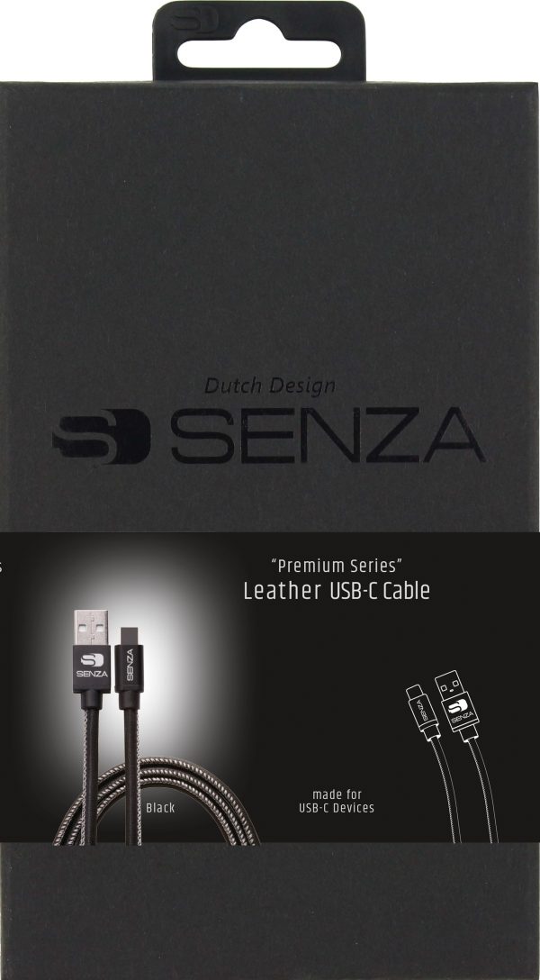 Senza Premium Leather Charge/Sync Cable Usb-C 1.5M. 15W Black - Afbeelding 4
