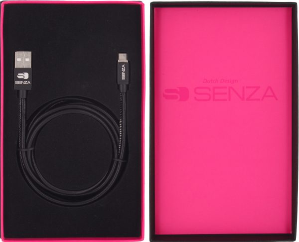 Senza Premium Leather Charge/Sync Cable Usb-C 1.5M. 15W Black - Afbeelding 5