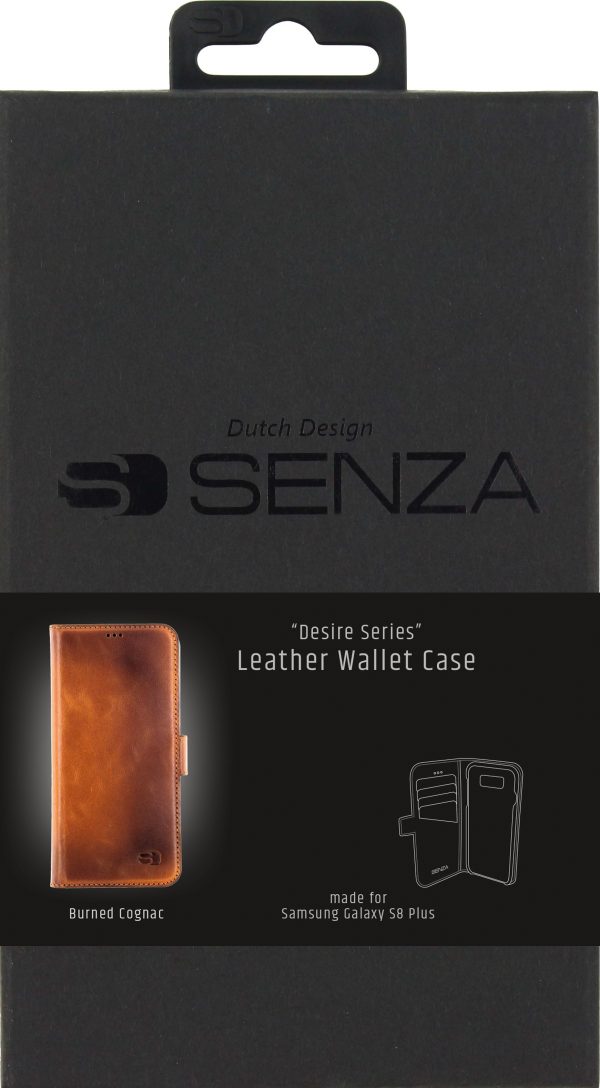 Senza Desire Leather Wallet Samsung Galaxy S8+ Burned Cognac - Afbeelding 3