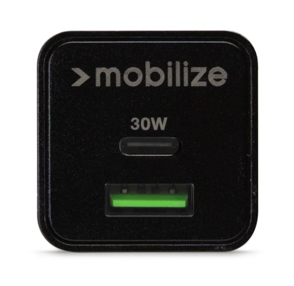 Mobilize Wall Charger Usb-C + Usb Gan 30W With Pd/Pps Black - Afbeelding 4