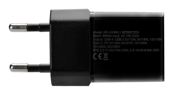 Mobilize Wall Charger Usb-C + Usb Gan 30W With Pd/Pps Black - Afbeelding 5