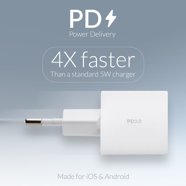 Mobilize Wall Charger Usb-C 20W With Pd + Mfi Lightning Nylon Cable 1.2M White - Afbeelding 10