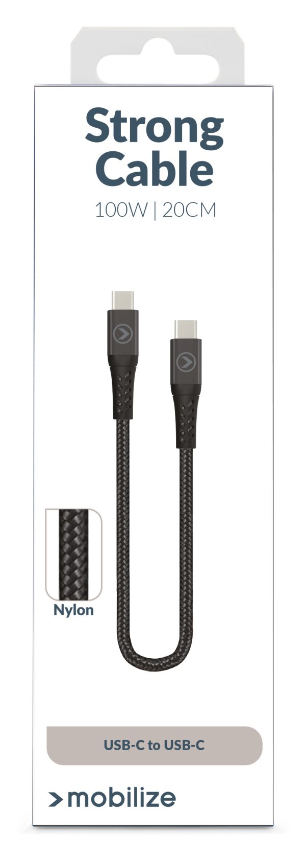 Mobilize Strong Nylon Cable Usb-C To Usb-C 20Cm. 100W Black - Afbeelding 6