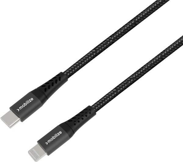 Mobilize Strong Nylon Cable Usb-C To Mfi Lighting 20Cm. 60W Black - Afbeelding 2