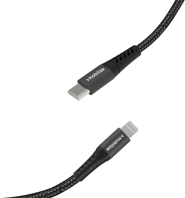 Mobilize Strong Nylon Cable Usb-C To Mfi Lighting 20Cm. 60W Black - Afbeelding 3