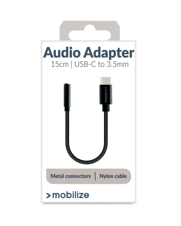 Mobilize Strong Nylon Audio Adapter Usb-C To 3.5Mm 15Cm Black - Afbeelding 4