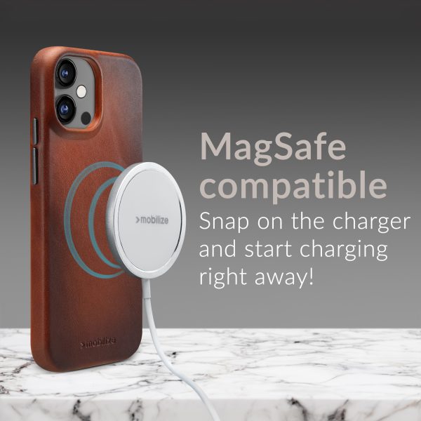 Mobilize Magsafe Compatible Premium Leather Case Apple Iphone 15 Pro Burned Cognac - Afbeelding 4