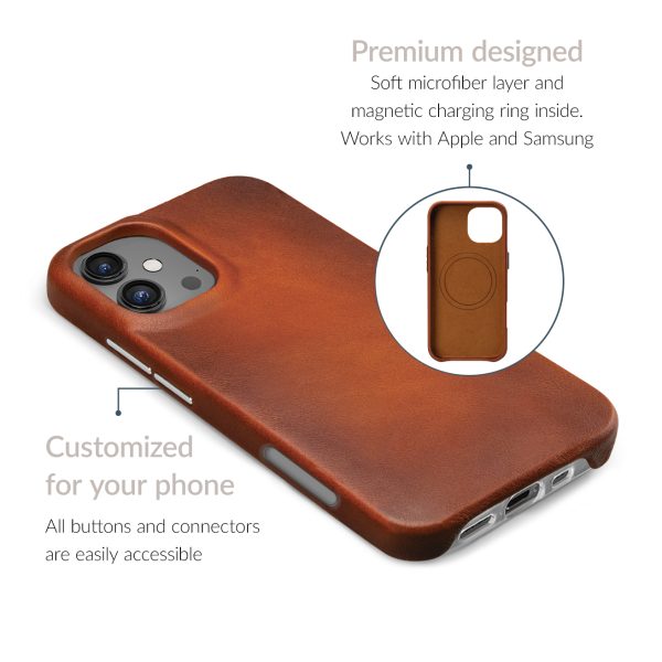 Mobilize Magsafe Compatible Premium Leather Case Apple Iphone 16 Pro Burned Cognac - Afbeelding 2