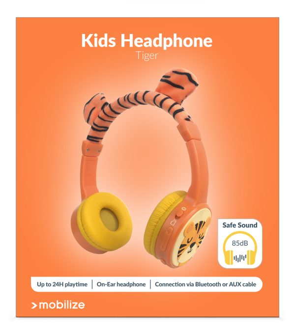 Mobilize Wireless/Wired Over Ear Kids Headphone 85Db Tiger - Afbeelding 9