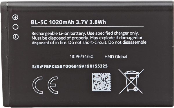 Nokia Bl-5C Nokia Accu Li-Ion 1020 Mah Bulk - Afbeelding 2