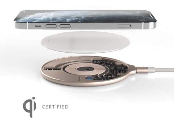 Vonmählen Aura Wireless Charging Pad Glass 7.5W/10W/15W Cool Grey/Rose Gold - Afbeelding 6