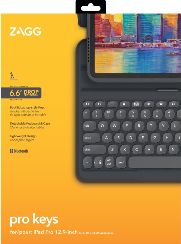 Zagg Pro Keys Bluetooth Keyboard Case For Apple Ipad Pro 12.9 (2018/2020/2021) Azerty Black - Afbeelding 9