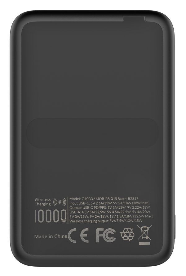 Mobilize Magnetic Wireless Magsafe Compatible Pd Stand Power Bank 10000Mah 15W Black - Afbeelding 3