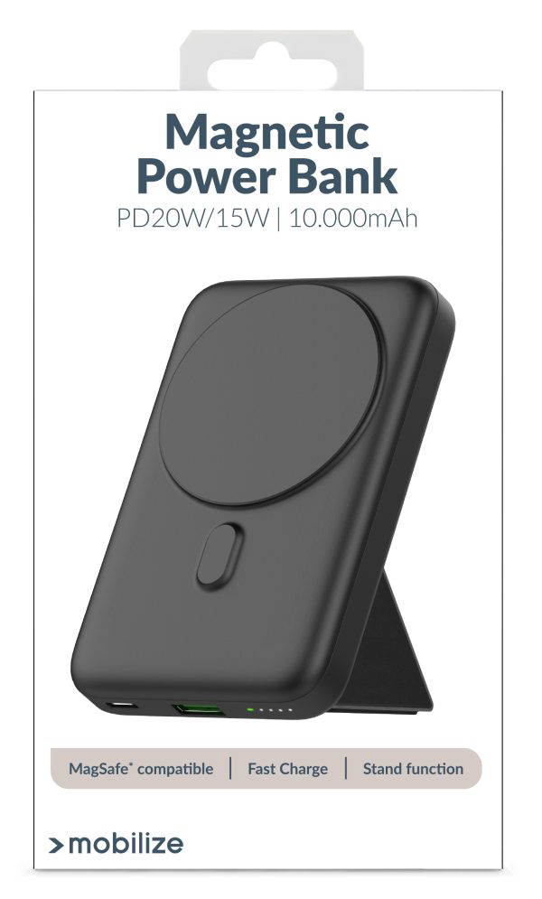 Mobilize Magnetic Wireless Magsafe Compatible Pd Stand Power Bank 10000Mah 15W Black - Afbeelding 8