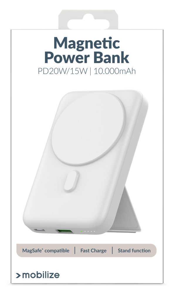 Mobilize Magnetic Wireless Magsafe Compatible Pd Stand Power Bank 10000Mah 15W White - Afbeelding 8