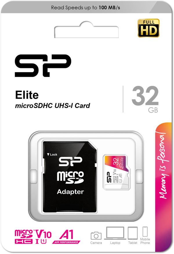 Silicon Power Elite Micro Sdhc Incl. Sd Adapter 32Gb Uhs-1 U1 A1 V10 Class 10 Color