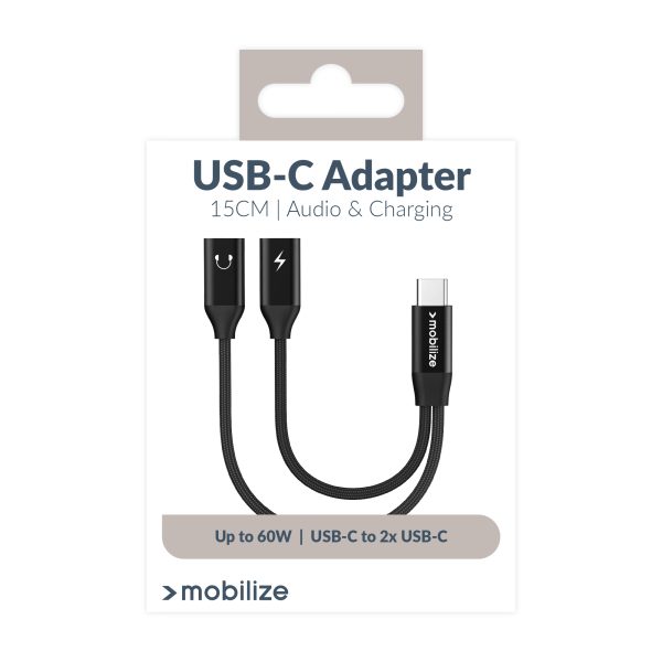 Mobilize Strong Nylon Usb-C Splitter For Audio And Charging 15Cm Black - Afbeelding 7