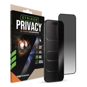 Striker D3O Xtreme Impact Privacy Glass Screen Protector - Black Frame - Apple Iphone Air
