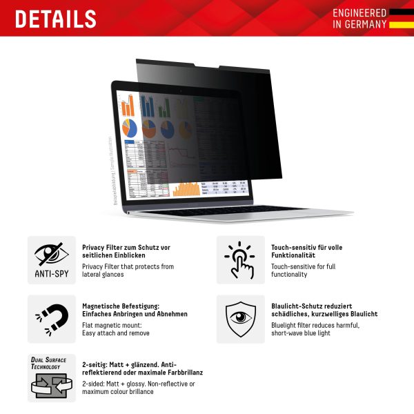 Displex Privacy Safe Magnetic Laptop Universal 14Inch 16:9 - Afbeelding 2
