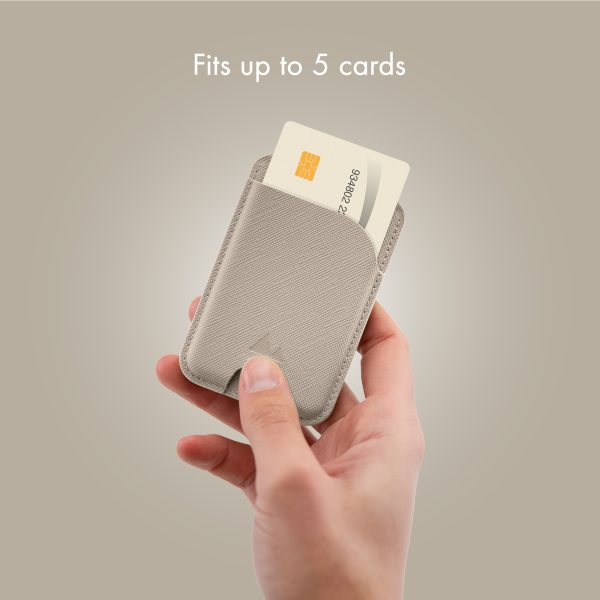 My Style Magsafe Compatible Magnet Card Holder With Stand Function Warm Grey - Afbeelding 4