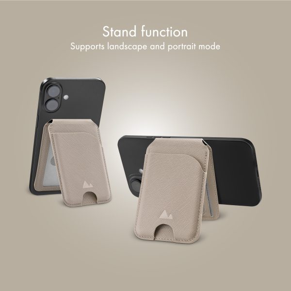 My Style Magsafe Compatible Magnet Card Holder With Stand Function Warm Grey - Afbeelding 5