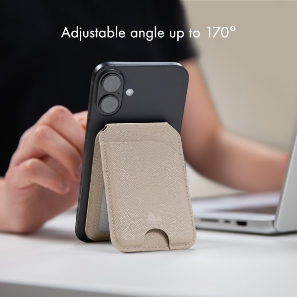 My Style Magsafe Compatible Magnet Card Holder With Stand Function Warm Grey - Afbeelding 6