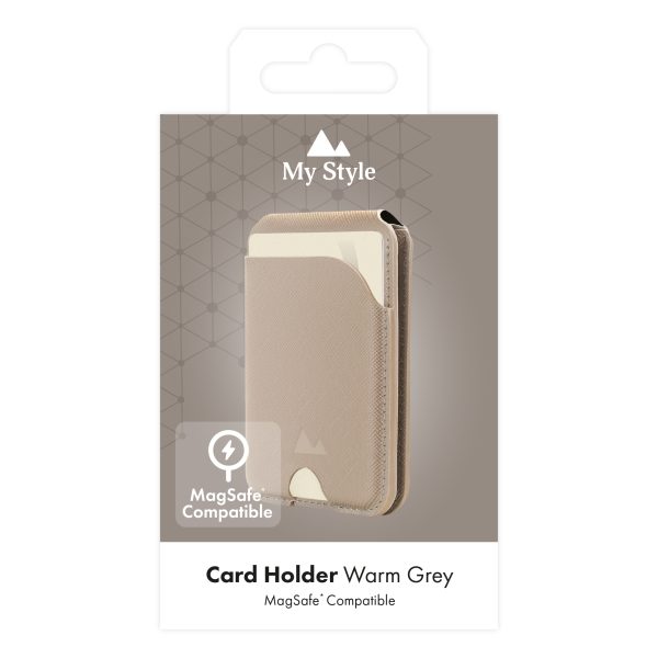 My Style Magsafe Compatible Magnet Card Holder With Stand Function Warm Grey - Afbeelding 9