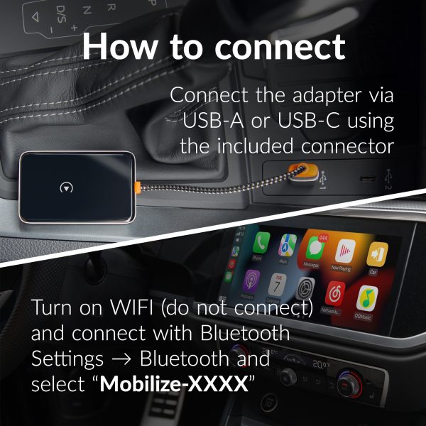 Mobilize Premium 2In1 Adapter For Wireless Apple Carplay/Android Auto Black - Afbeelding 6