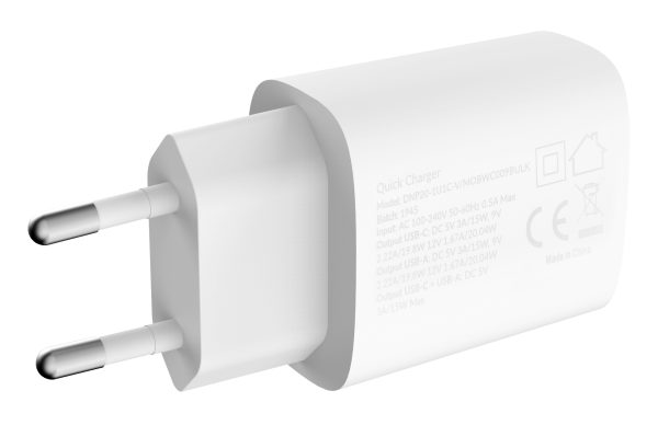 Mobilize Bulk Mobilize Wall Charger Usb-C + Usb 20W White (Bulk) - Afbeelding 3