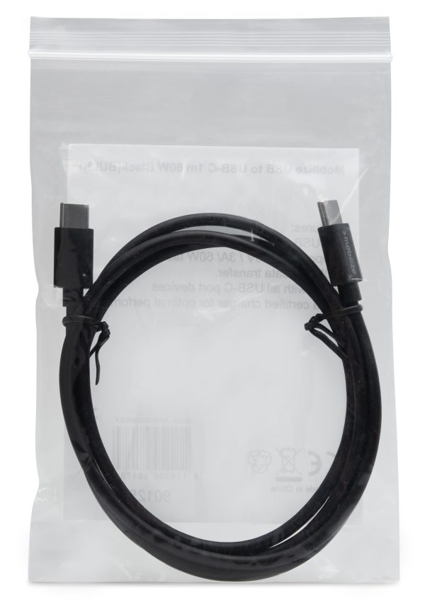 Mobilize Bulk Mobilize Cable Usb-C To Usb-C 1M. 60W Black (Bulk) - Afbeelding 3