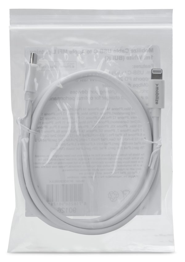 Mobilize Bulk Mobilize Cable Usb-C To Apple Mfi Lightning 1M. 60W White (Bulk) - Afbeelding 3