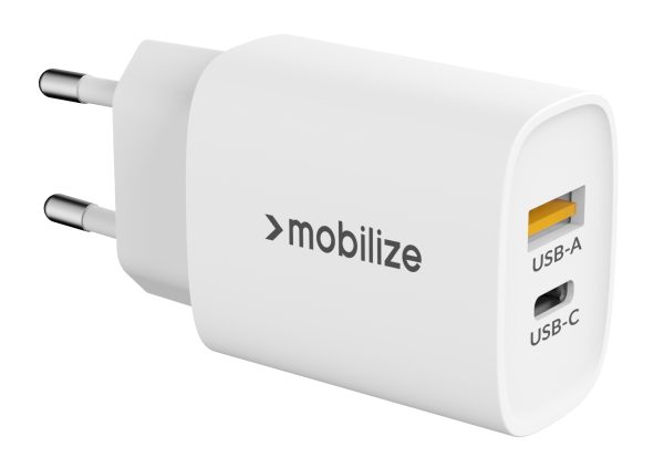 Mobilize Bulk Mobilize Wall Charger Usb-C + Usb 25W With Pd/Pps White (Bulk) - Afbeelding 2